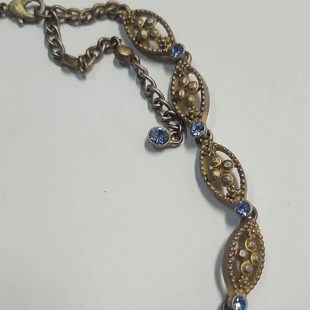 Suzanne Somers Crystal Iridescent Blue Dangle Statement 3D Necklace FOR REPAIR